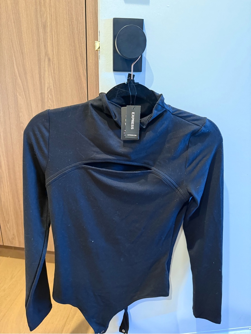 Express Black Long Sleeve Turtleneck with Front Cutout